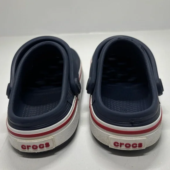 Crocs Kids Navy Clogs with white stripe size 10 - Picture 6 of 10